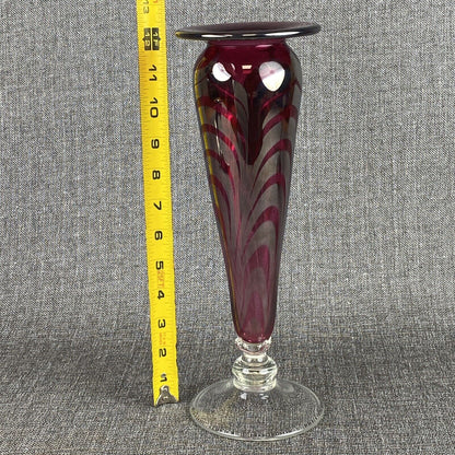 Glass Vase Iridescent Glass , Footed, 12.5" tall