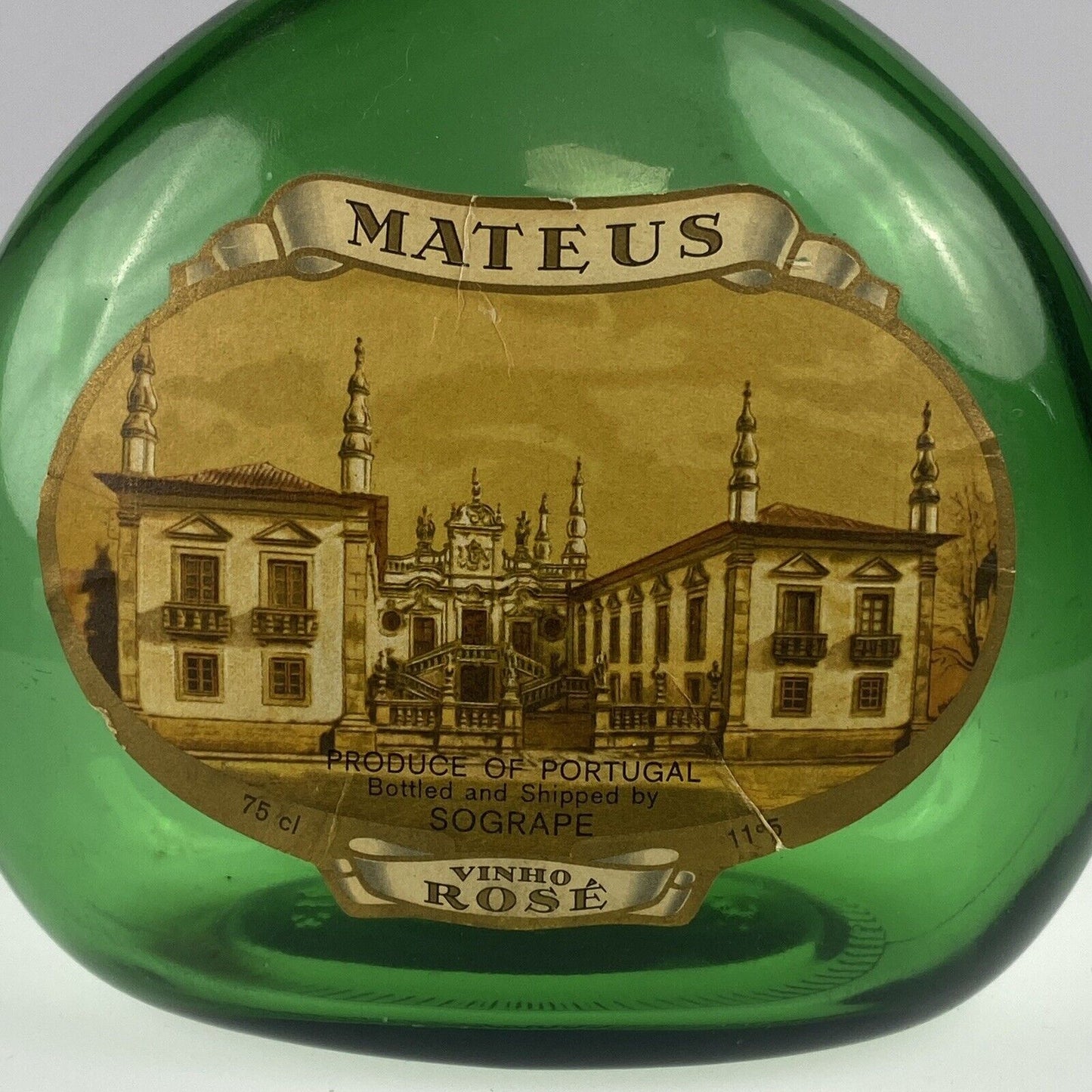 Vintage Mateus Rose Green Glass Wine Bottle 750 mil Empty