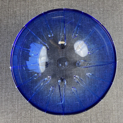 Thomas Buechner III Art Glass Bowl Signed Blue 9.5" diameter x 4.25" tall