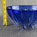 Thomas Buechner III Art Glass Bowl Signed Blue 9.5" diameter x 4.25" tall