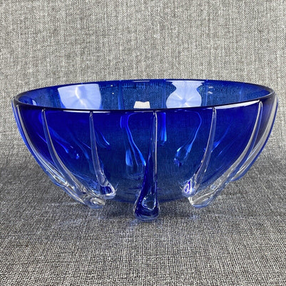 Thomas Buechner III Art Glass Bowl Signed Blue 9.5" diameter x 4.25" tall