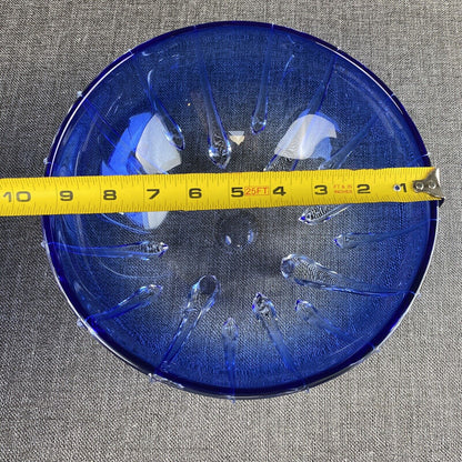 Thomas Buechner III Art Glass Bowl Signed Blue 9.5" diameter x 4.25" tall