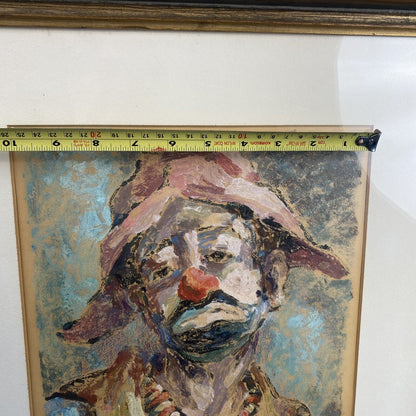 Original Signed Clown Gouache Painting by American Impressionist Edna Gass 21x18