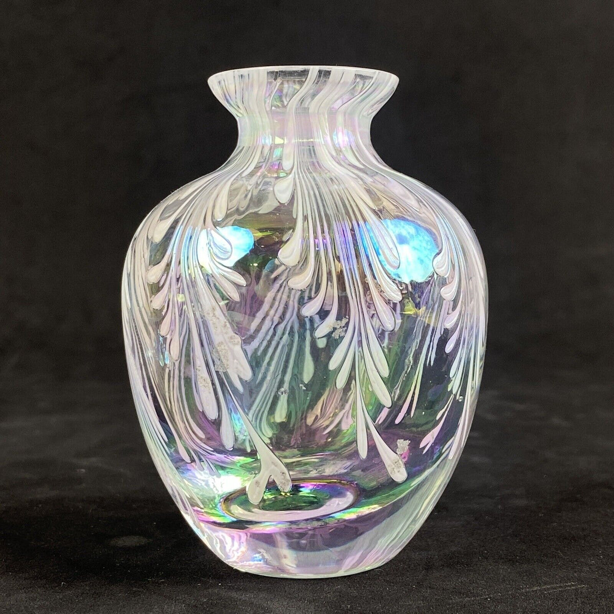 Iredescent Hand Blown Glass Perfume Bottle 6.25"