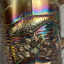 Vintage Dugan Fisherman's Mug Iridescent Fish Carnival Glass