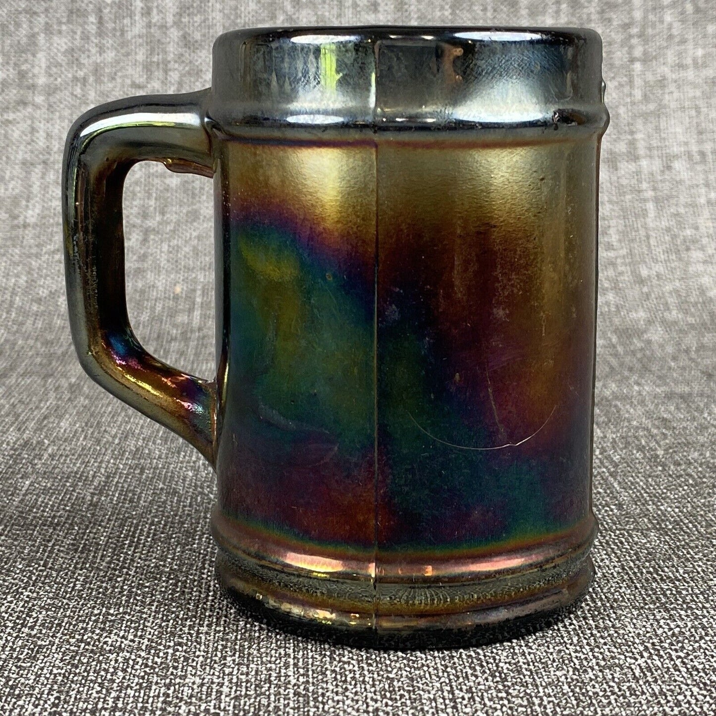 Vintage Dugan Fisherman's Mug Iridescent Fish Carnival Glass