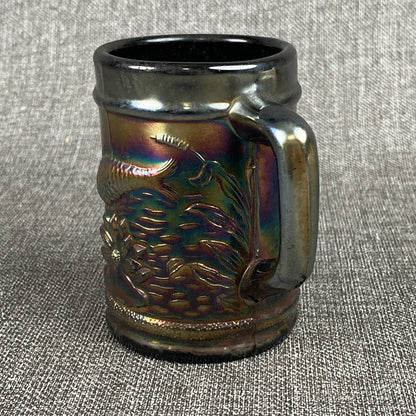 Vintage Dugan Fisherman's Mug Iridescent Fish Carnival Glass