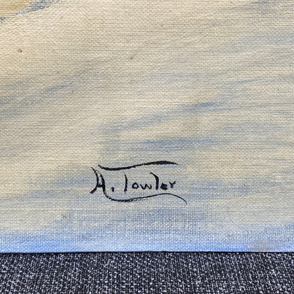 A Towler SIGNED Scene Winter Landscape Painting on Plyex Canvas Board 20"x16"