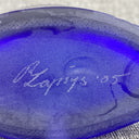 HAND-SIGNED R Lapsys Winter Solitude Cobalt Blue Crystal Glass Vase