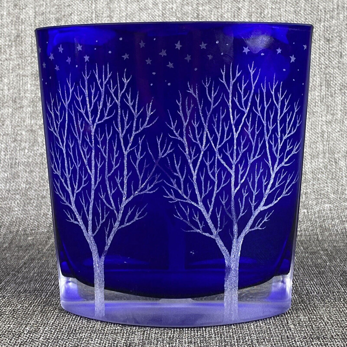 HAND-SIGNED R Lapsys Winter Solitude Cobalt Blue Crystal Glass Vase