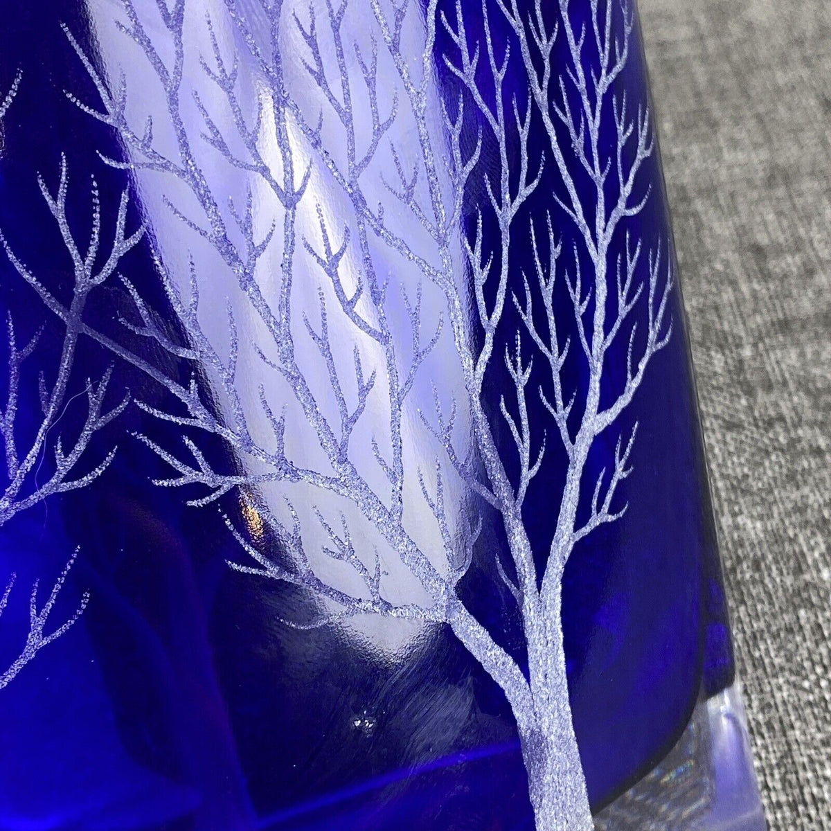 HAND-SIGNED R Lapsys Winter Solitude Cobalt Blue Crystal Glass Vase