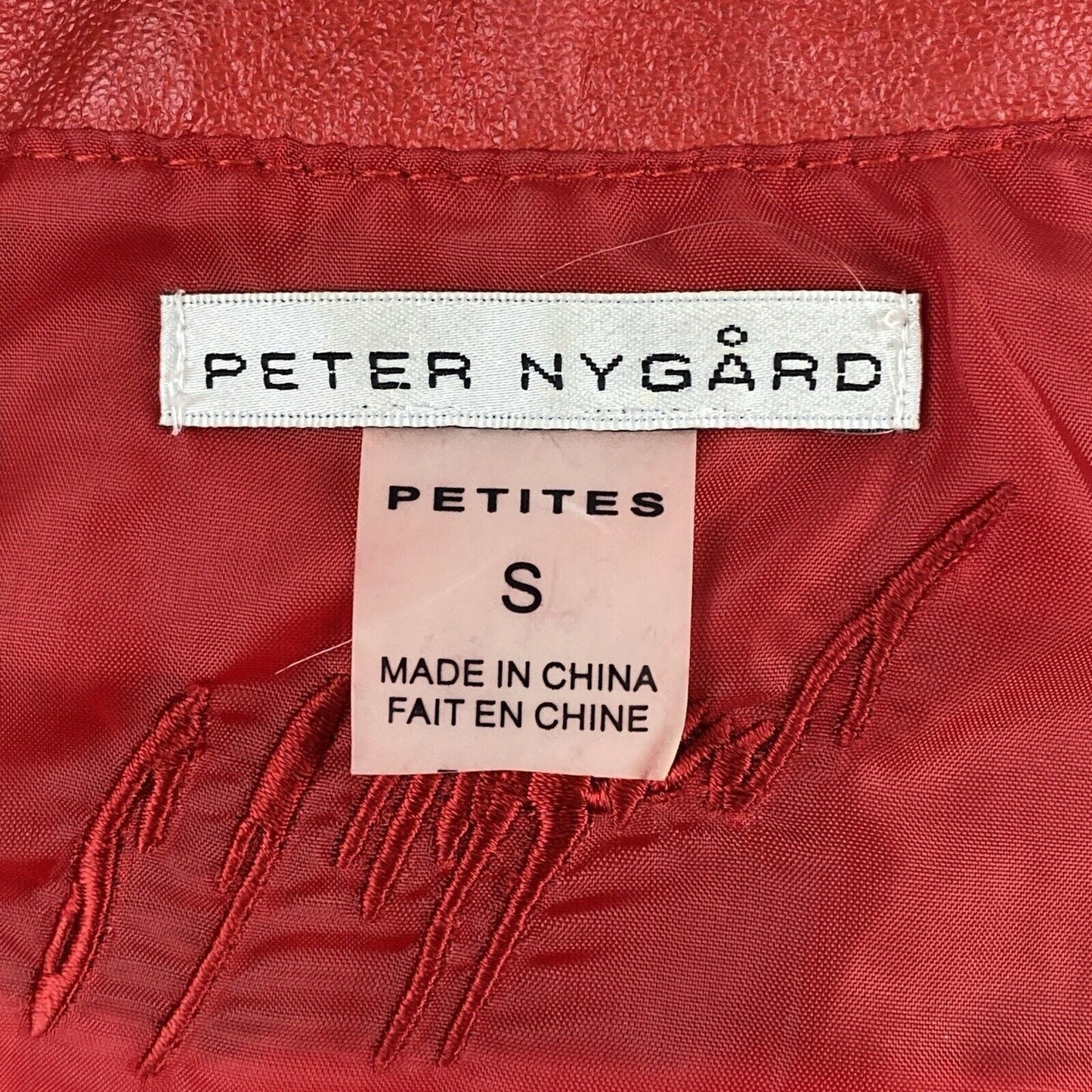 Peter Nygard Leather Jacket with Knit Lining Size Petite Small