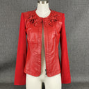 Peter Nygard Leather Jacket with Knit Lining Size Petite Small