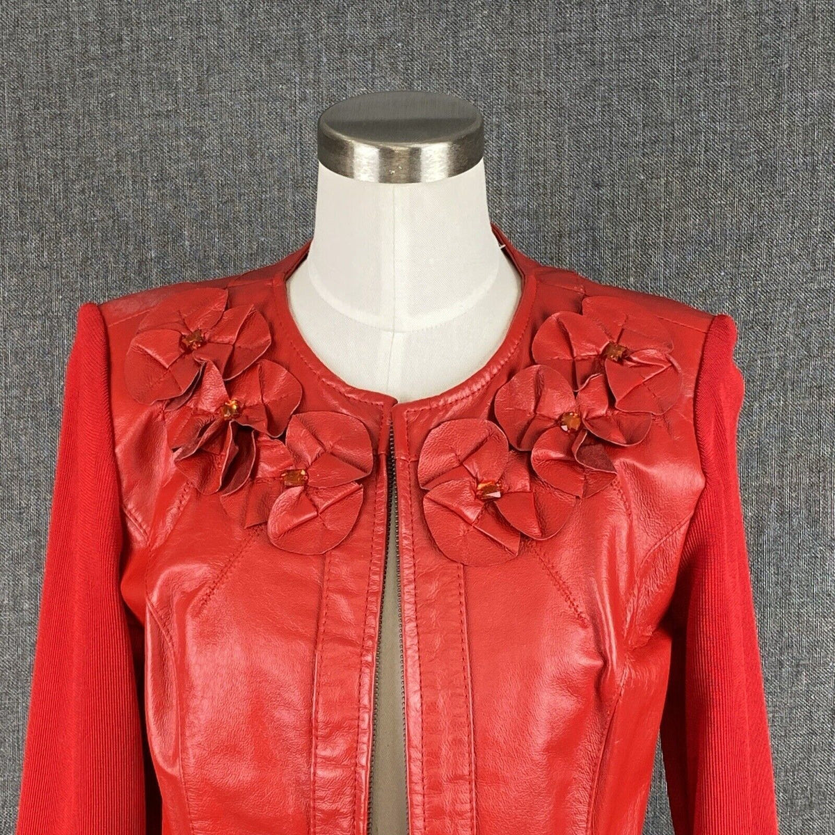 Peter Nygard Leather Jacket with Knit Lining Size Petite Small