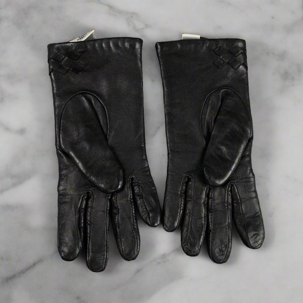 Preston & York Italy 100% Real Leather Women’s Gloves Black Wool Cuff Size 6.5