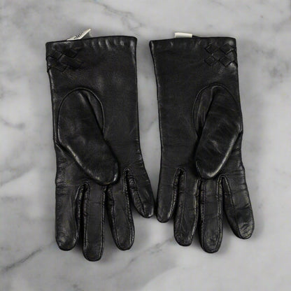 Preston & York Italy 100% Real Leather Women’s Gloves Black Wool Cuff Size 6.5