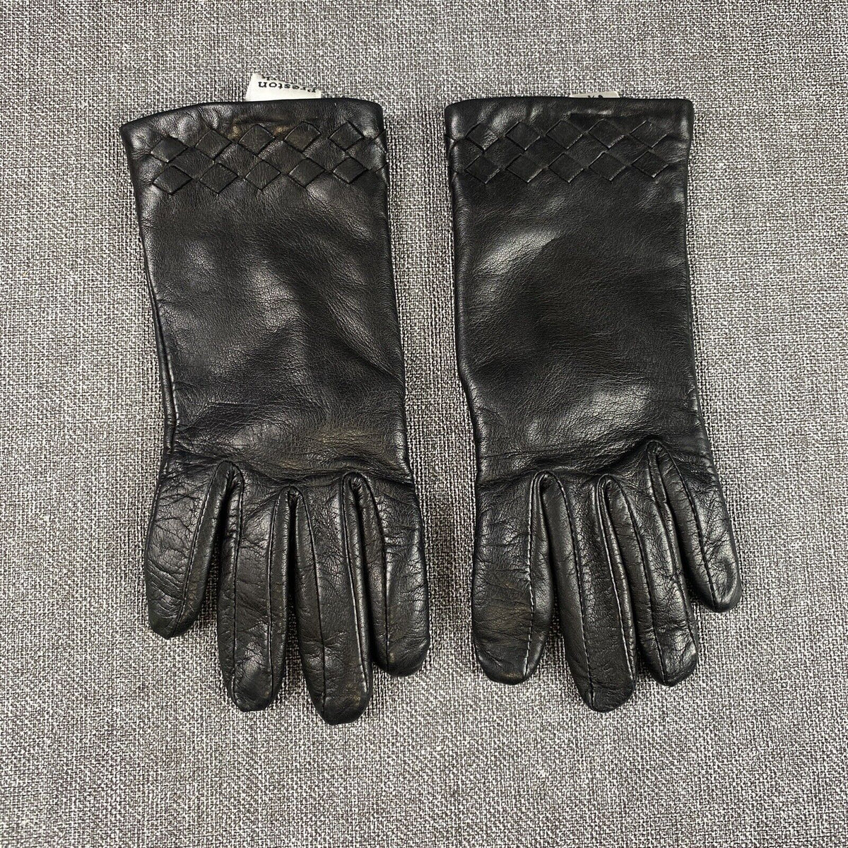 Preston & York Italy 100% Real Leather Women’s Gloves Black Wool Cuff Size 6.5