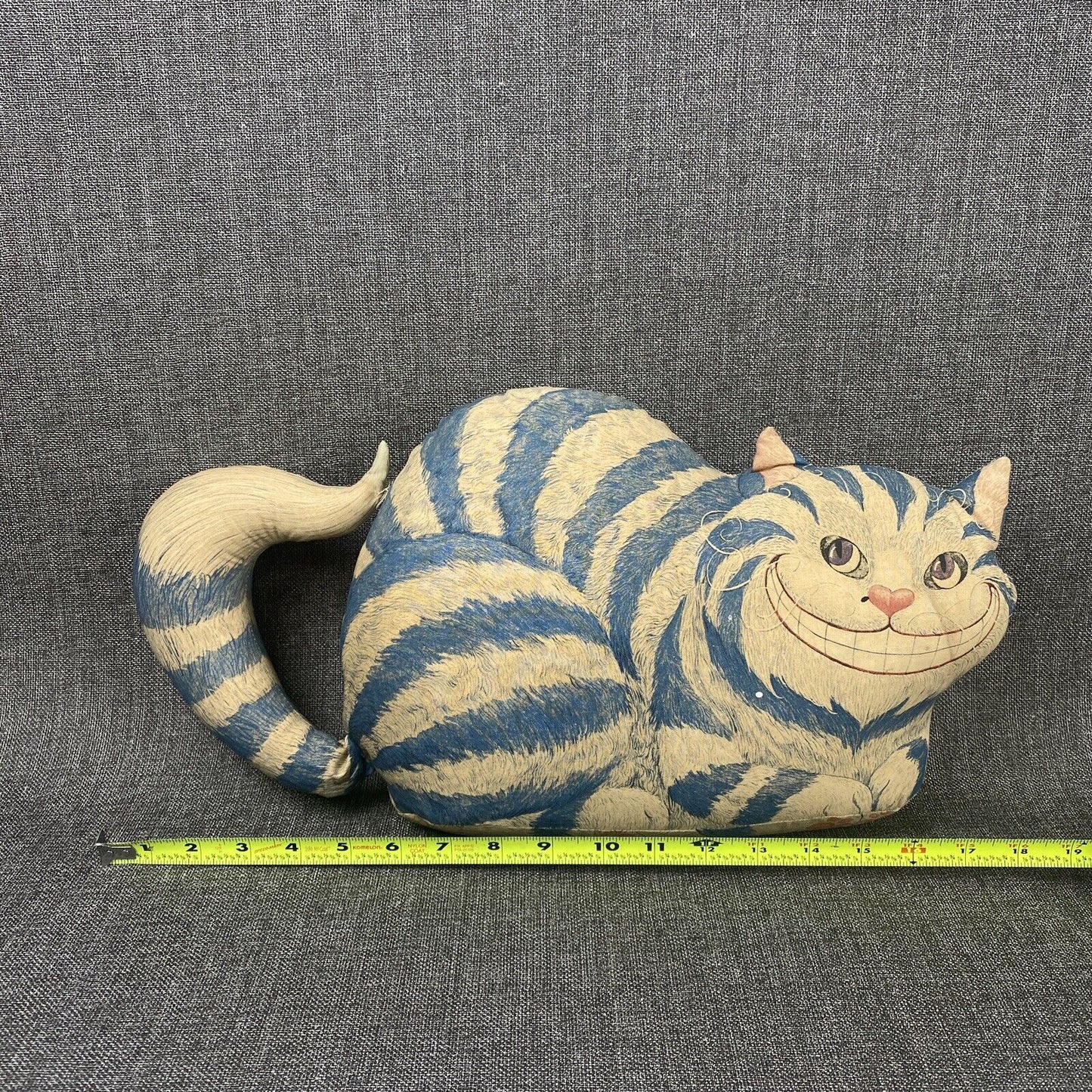 Cheshire Cat Vintage Plush Pillow 17" long Alice in Wonderland Character