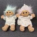 2 Vintage Troll Dolls Boy and Girl Joy Russ Berrie & Co Soft Body 12"