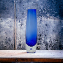 Controlled Bubble Cobalt Blue Art Glass Vase 11" Hand Blown