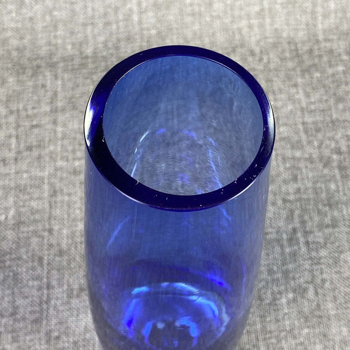 Controlled Bubble Cobalt Blue Art Glass Vase 11" Hand Blown