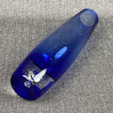 Controlled Bubble Cobalt Blue Art Glass Vase 11" Hand Blown