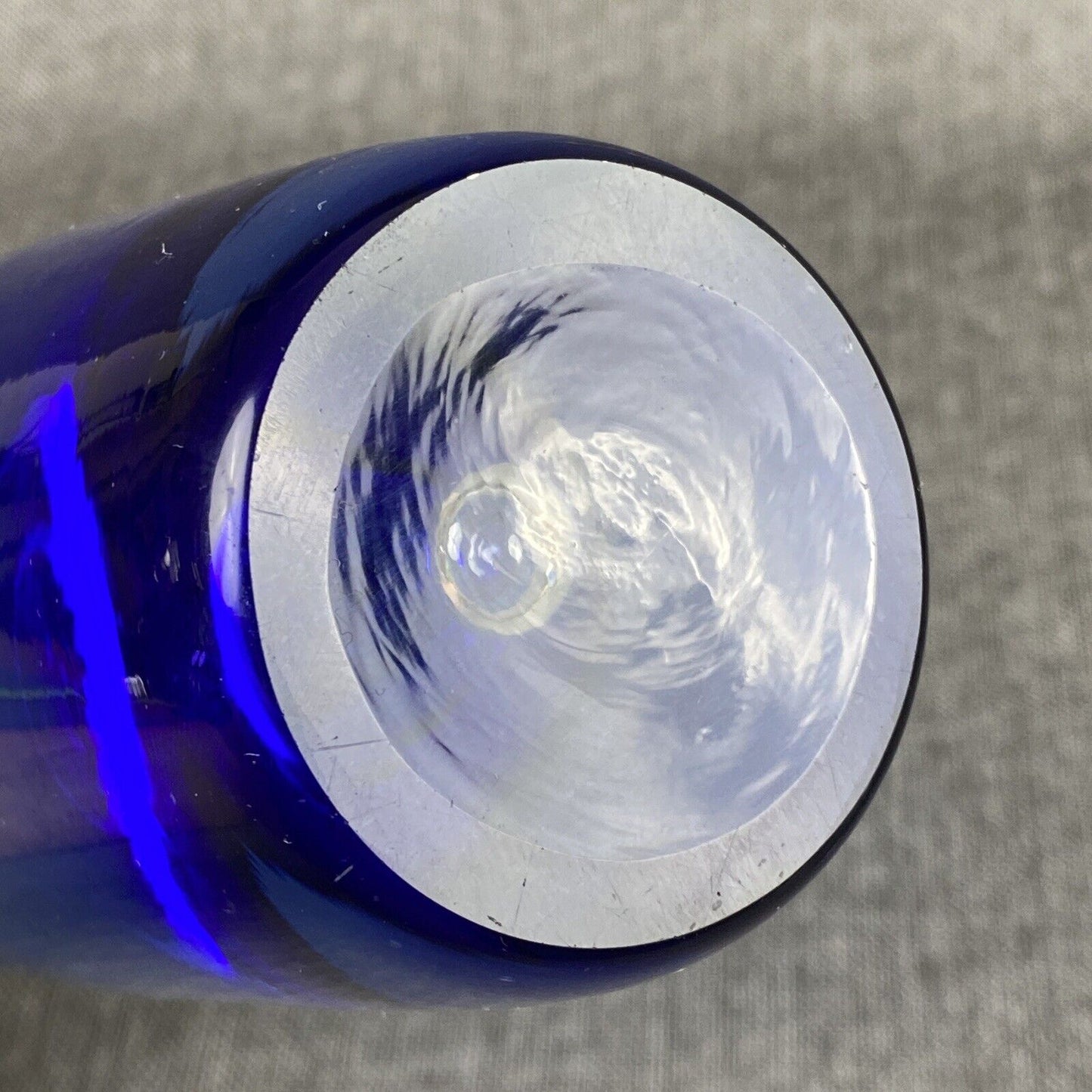 Controlled Bubble Cobalt Blue Art Glass Vase 11" Hand Blown