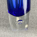 Controlled Bubble Cobalt Blue Art Glass Vase 11" Hand Blown