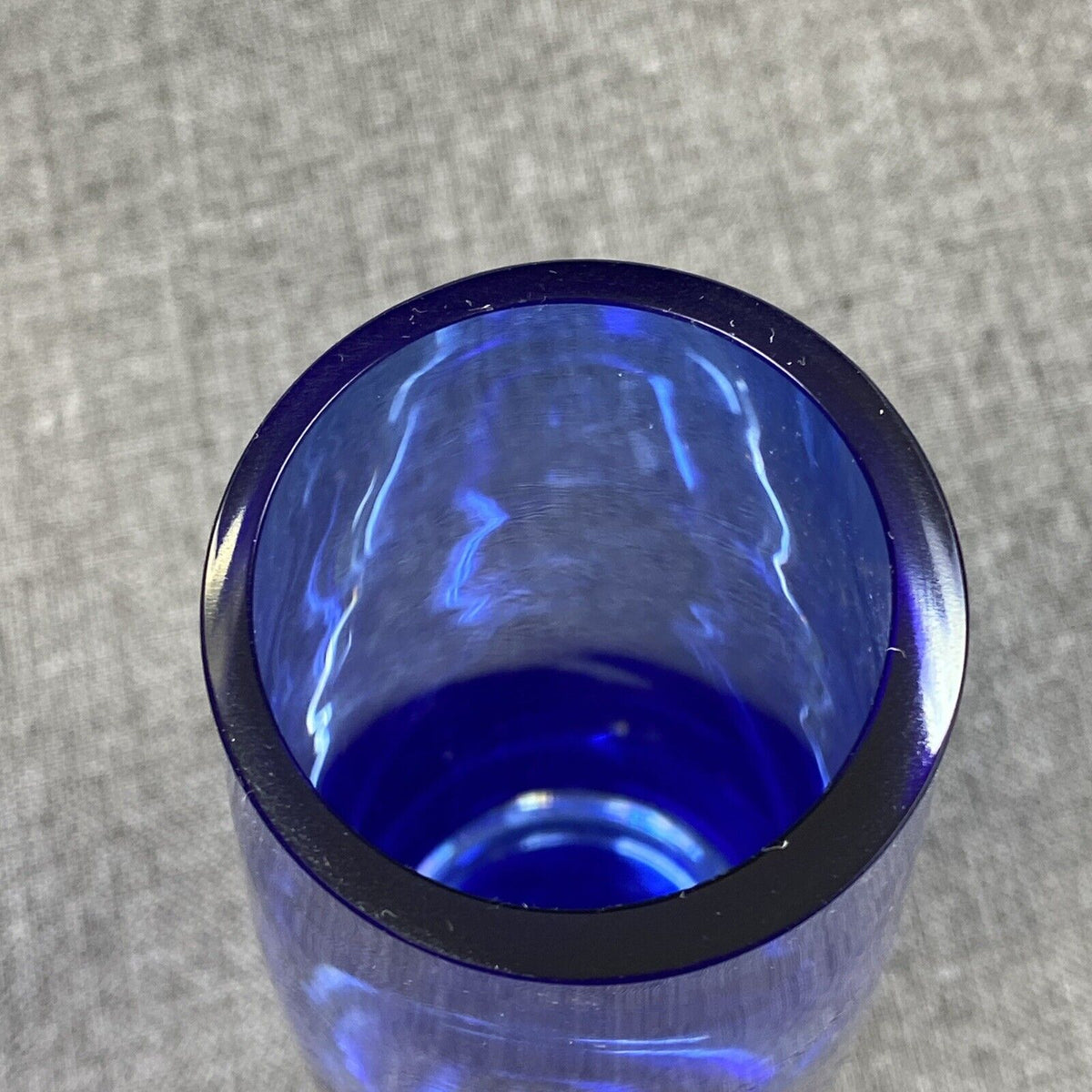 Controlled Bubble Cobalt Blue Art Glass Vase 11" Hand Blown