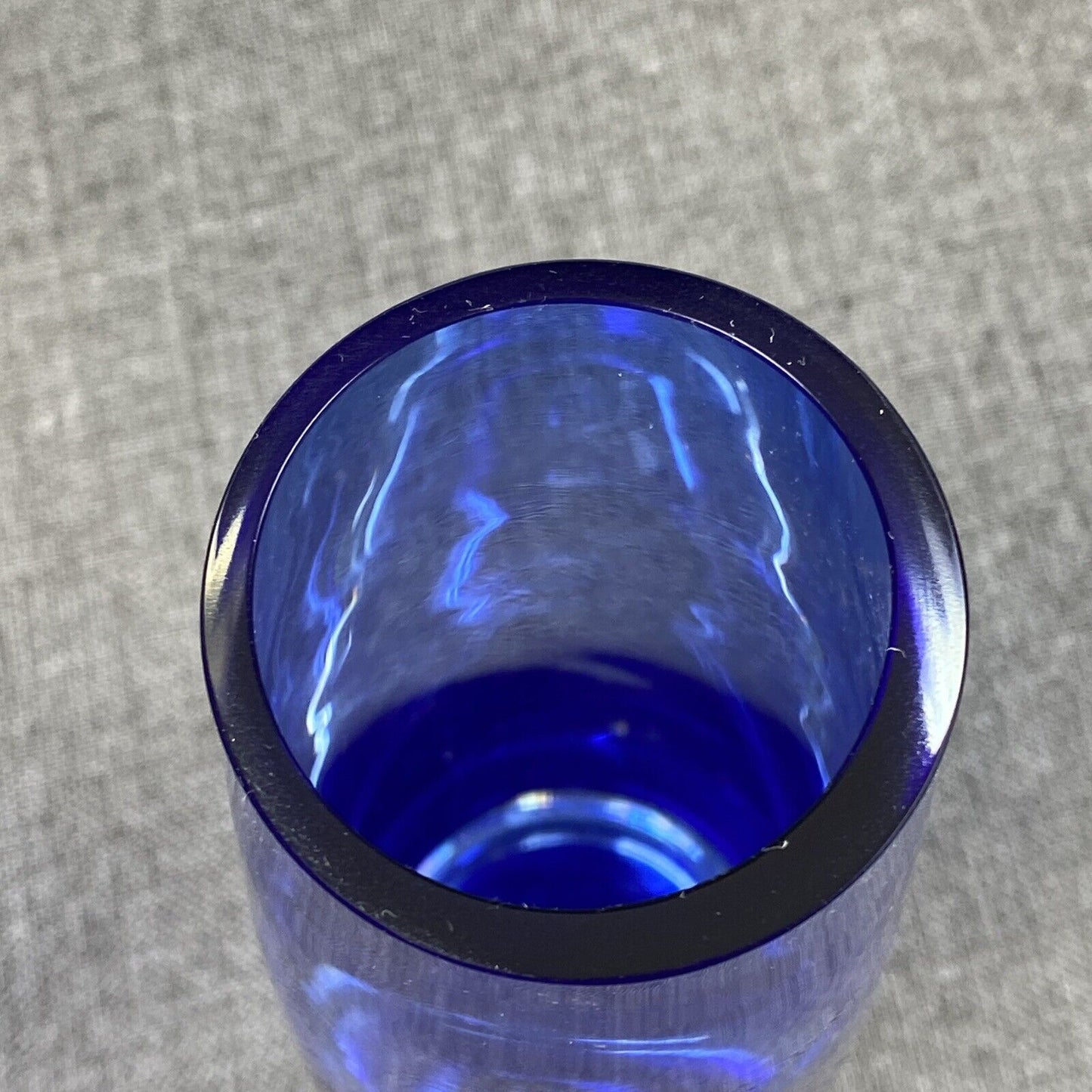 Controlled Bubble Cobalt Blue Art Glass Vase 11" Hand Blown