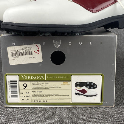 Nike Golf Verdana Size 9 Women's Shoe Blucher Saddle II White/Medium Ruby