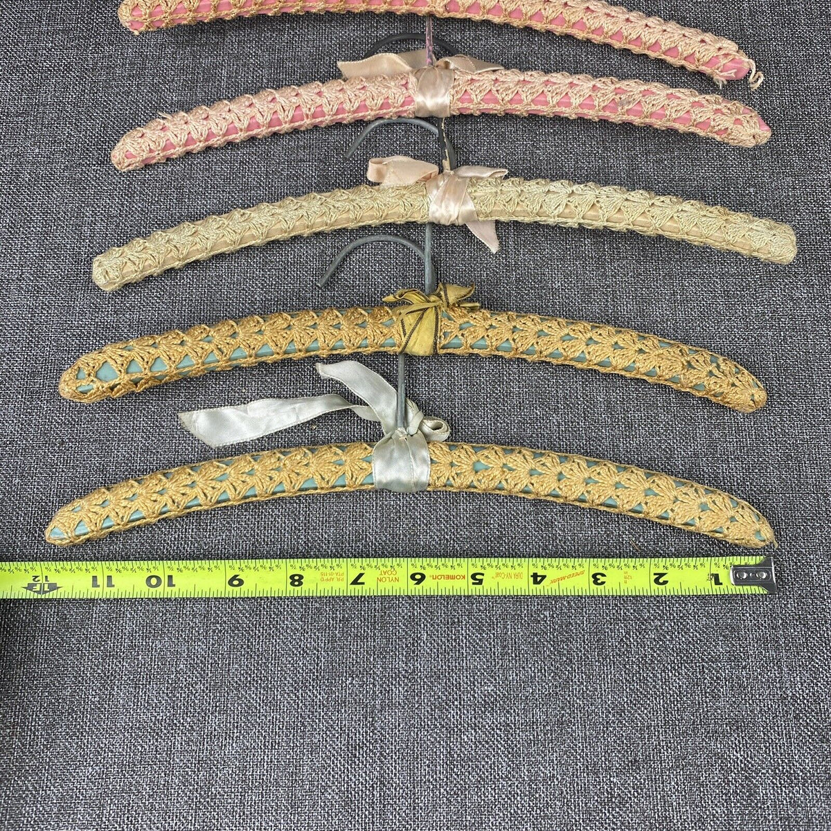 Vintage Covered Hangers Knit Handmade Metal and Plastic