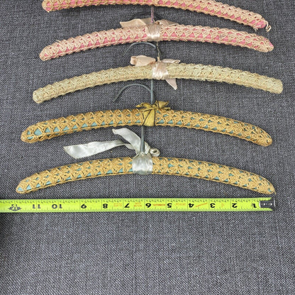 Vintage Covered Hangers Knit Handmade Metal and Plastic