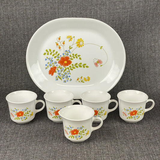 Vintage Corning Ware Corelle Wildflower Set 4 + creamer