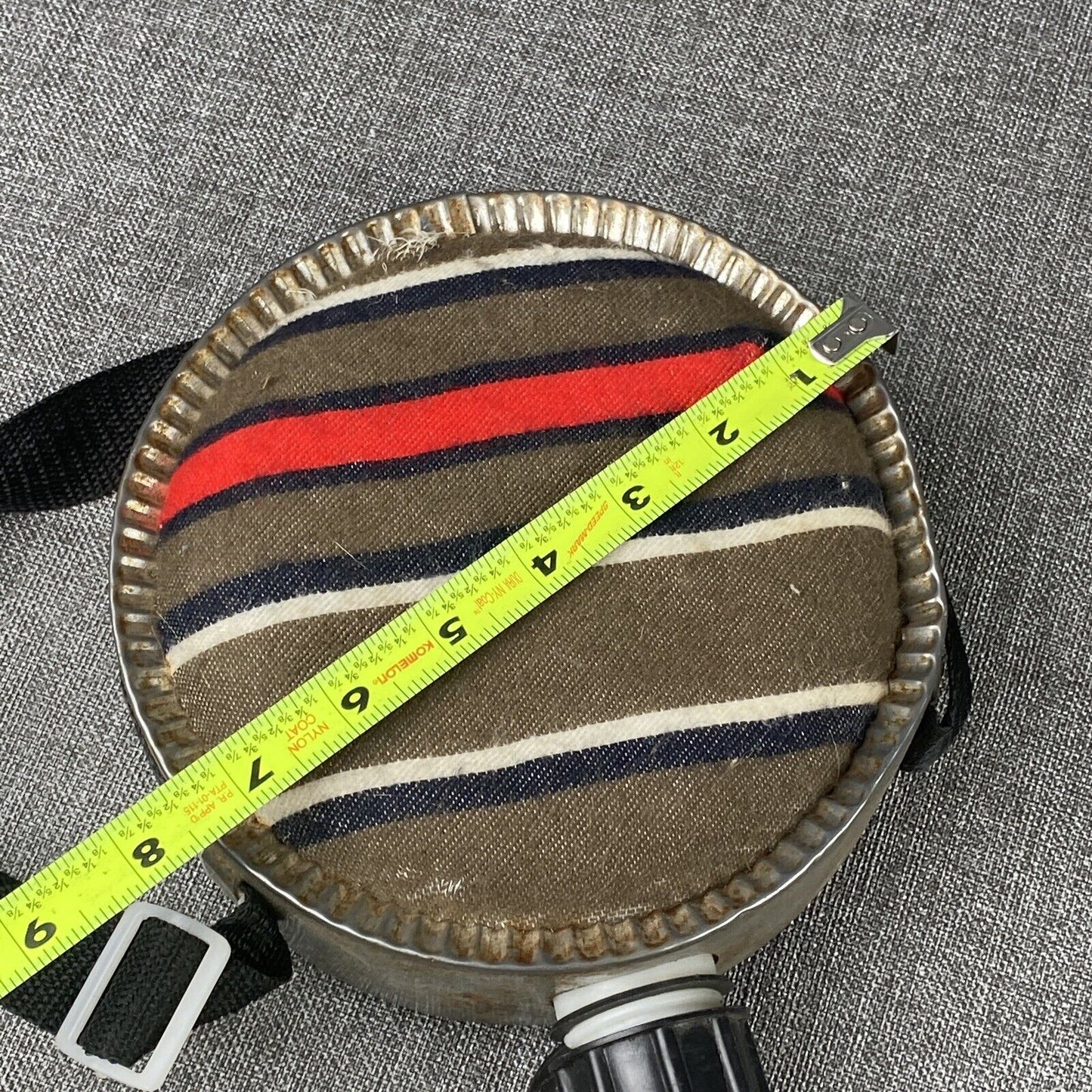 Vintage Wool Felt Covered Canteen  Red, Black and White Stripes