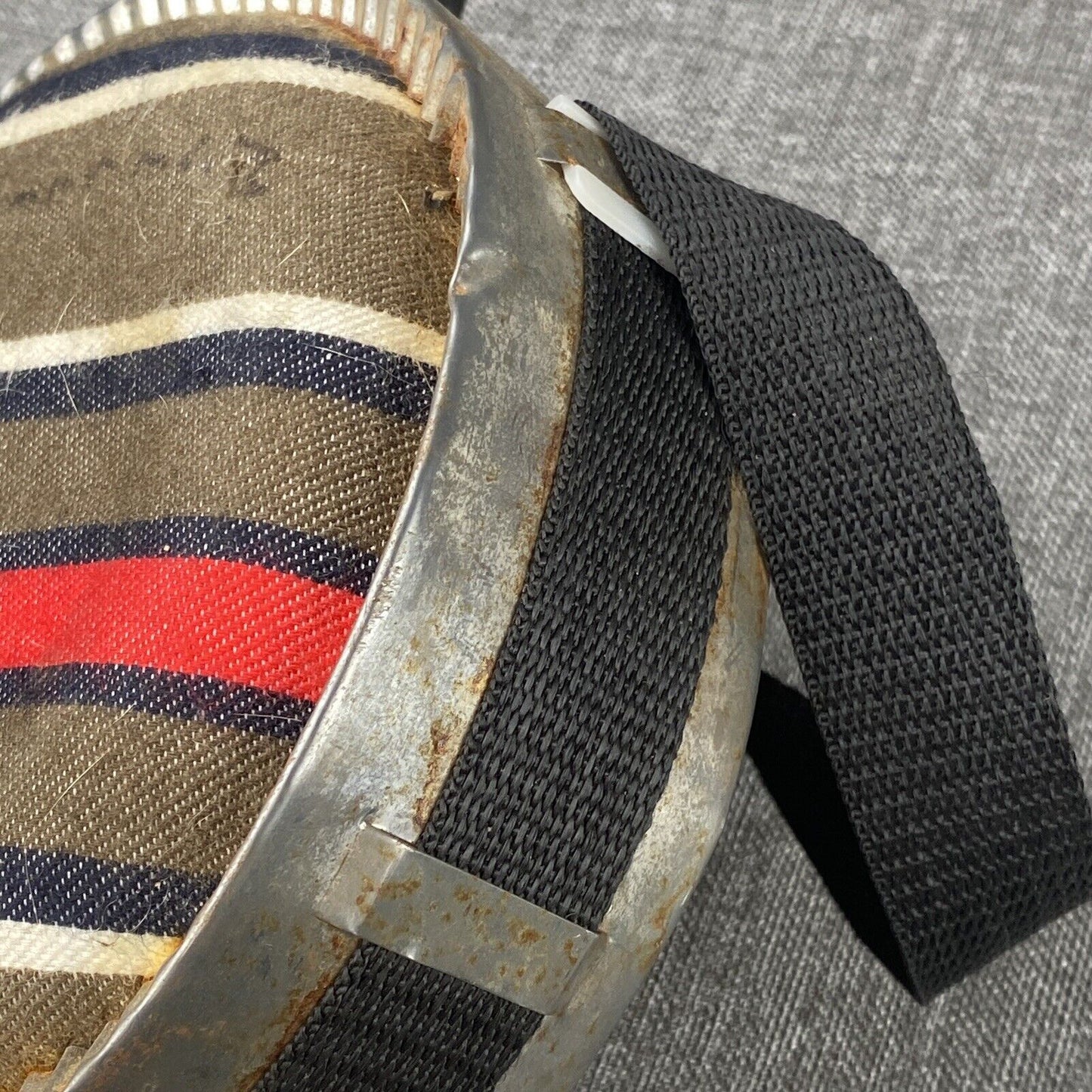 Vintage Wool Felt Covered Canteen  Red, Black and White Stripes