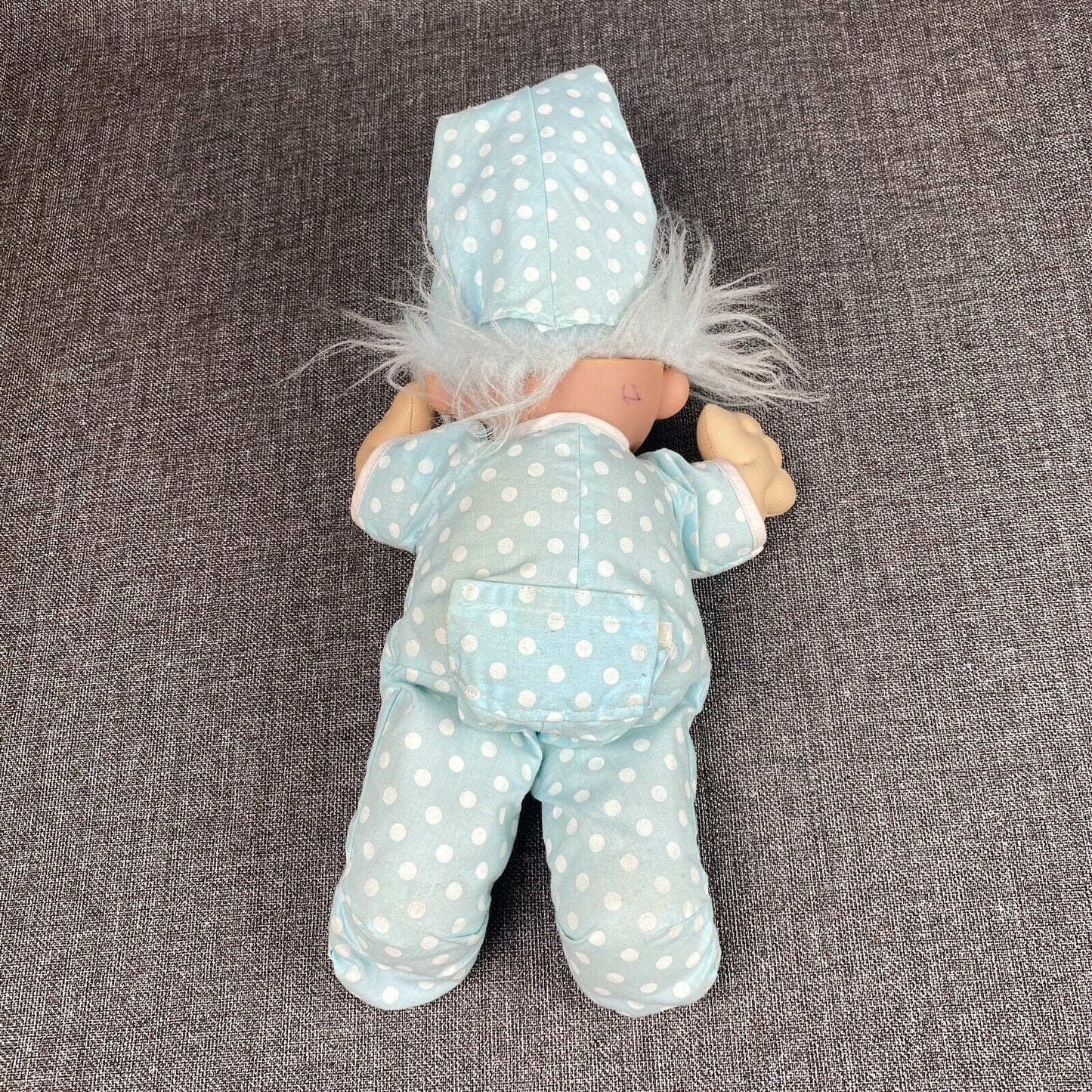 Russ Troll Kidz 15" BABY DOLL cloth body blue hair Pajamas