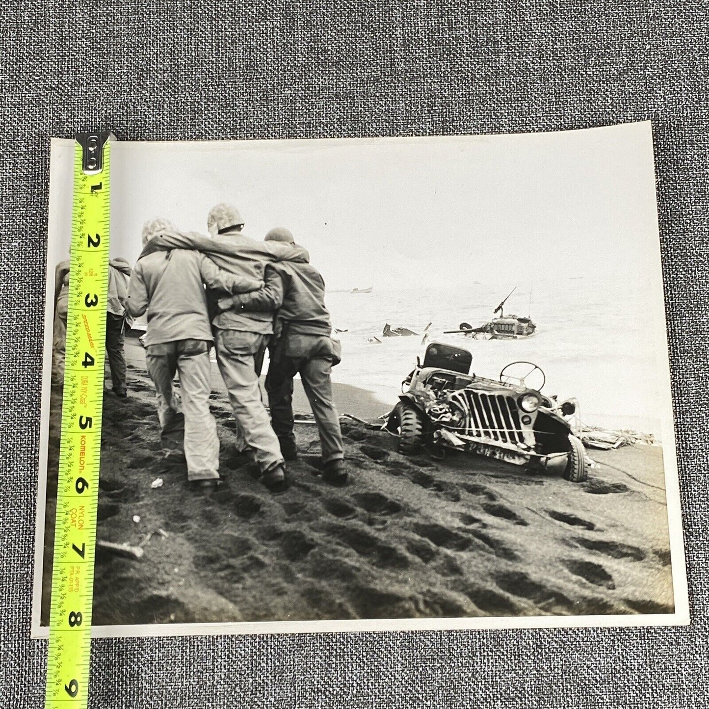 Official U. S. Marine Corps Photo Wounded Marines are helped Iwo Jima WWII