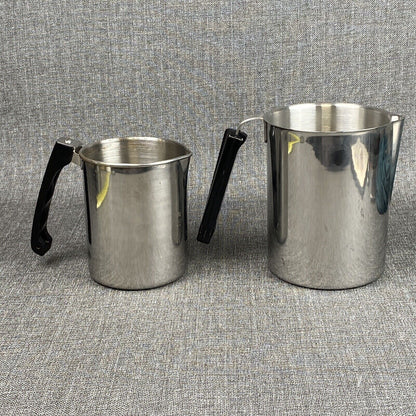 Lot of 2  Leur's Stainless Ware USA Steel Kitchen vintage Pitchers 7" and 5.5"