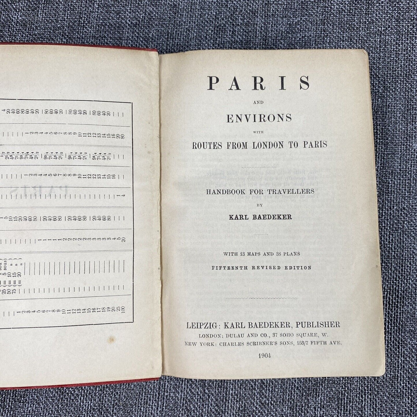 BAEDEKERS 1913 PARIS AND ITS ENVIRONS BOOK W/ PULL OUT MAPS