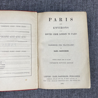 BAEDEKERS 1913 PARIS AND ITS ENVIRONS BOOK W/ PULL OUT MAPS