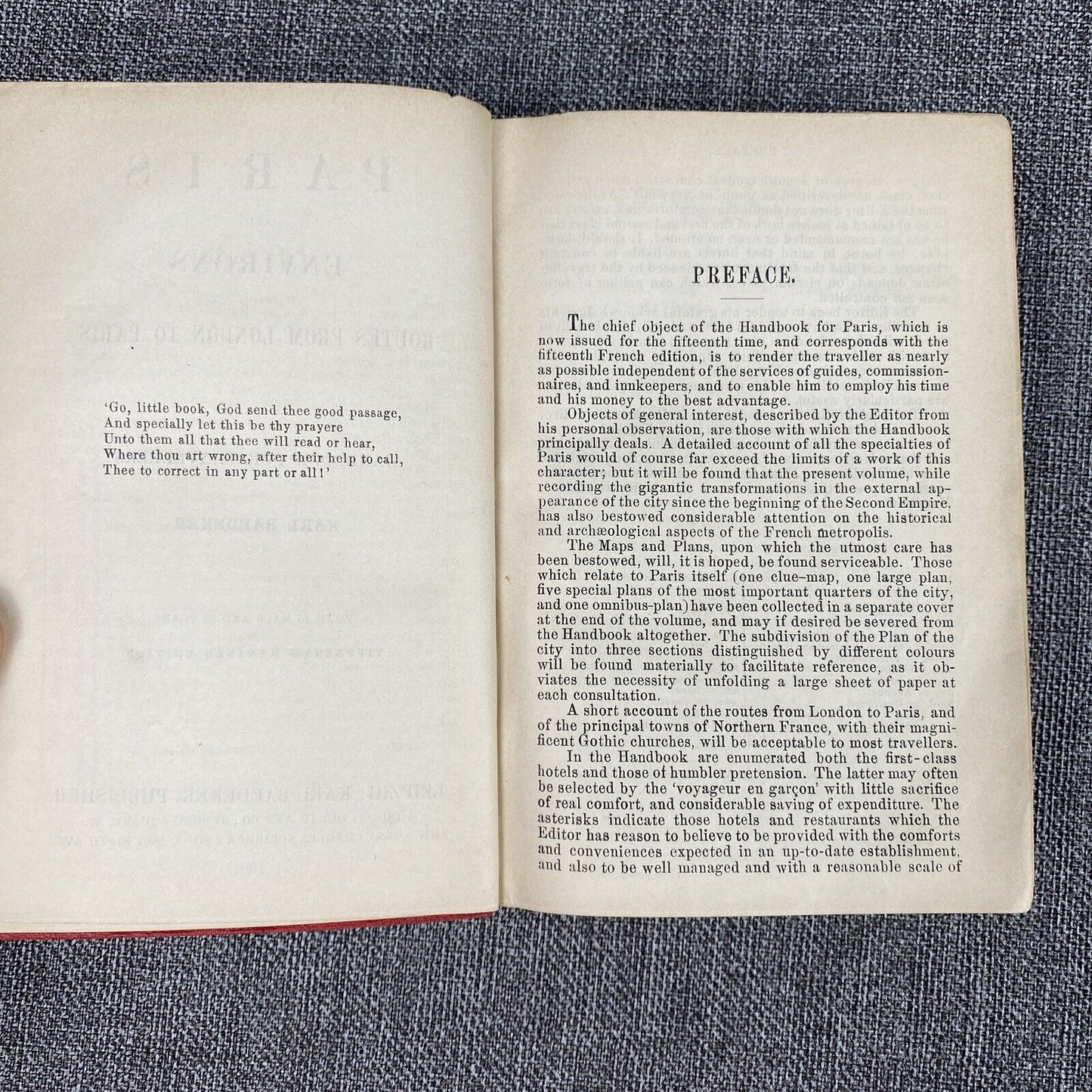 BAEDEKERS 1913 PARIS AND ITS ENVIRONS BOOK W/ PULL OUT MAPS