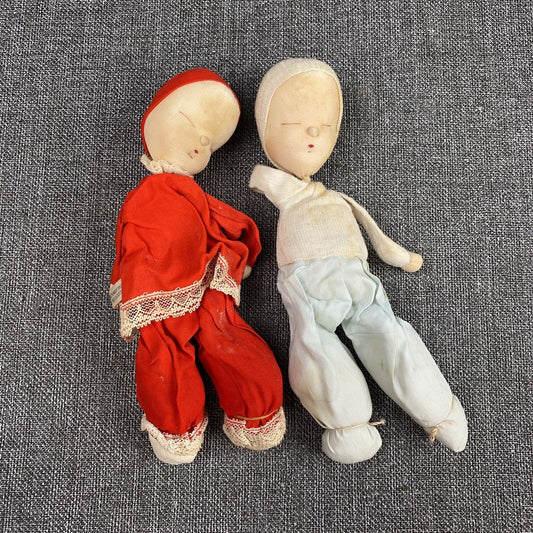 Lot of  2 Vintage 7” Shackman Cloth Sleepy Baby Doll Salesman Sample