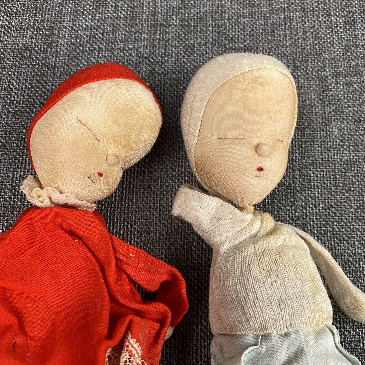 Lot of  2 Vintage 7” Shackman Cloth Sleepy Baby Doll Salesman Sample