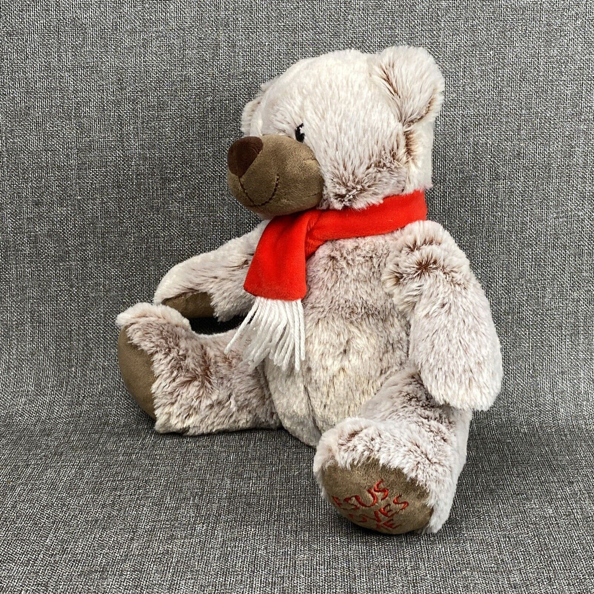 Fiesta Plush Bear with Red Scarf Plush Animal 10" sitting