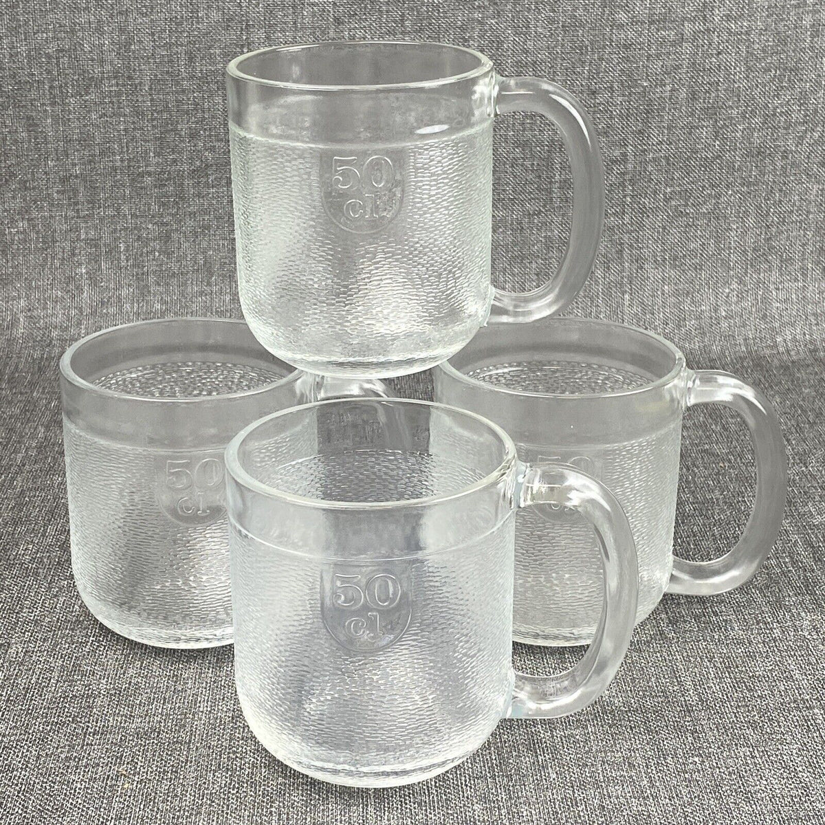 4 Iittala Krouvi 50 cl Clear Textured Glass Beer Mugs Arabia Finland