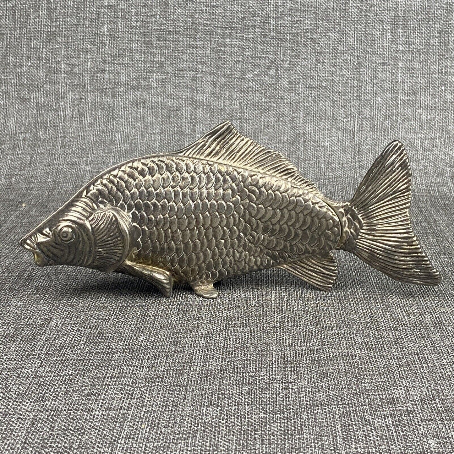 Vintage Silver-Plated Modello Depositato Fish Koi Carp Napkin Letter Holder 9"