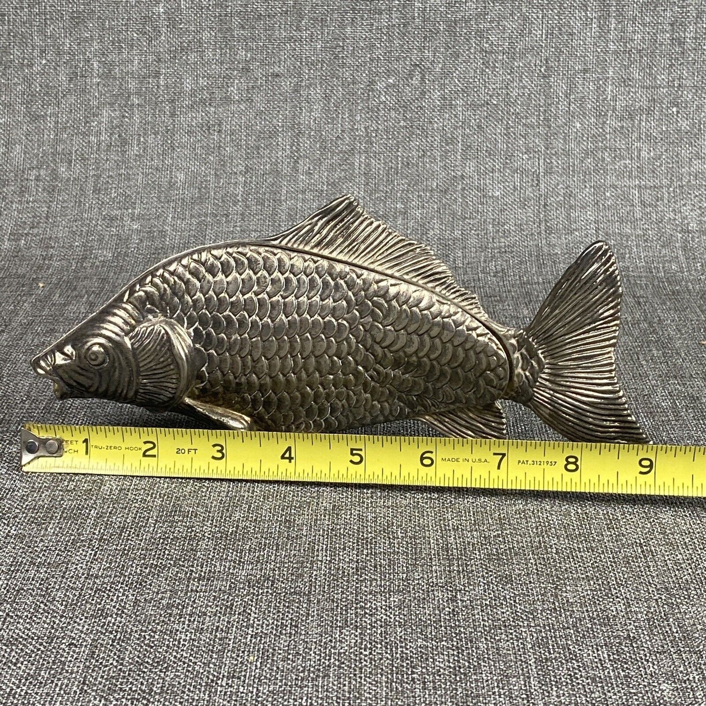 Vintage Silver-Plated Modello Depositato Fish Koi Carp Napkin Letter Holder 9"