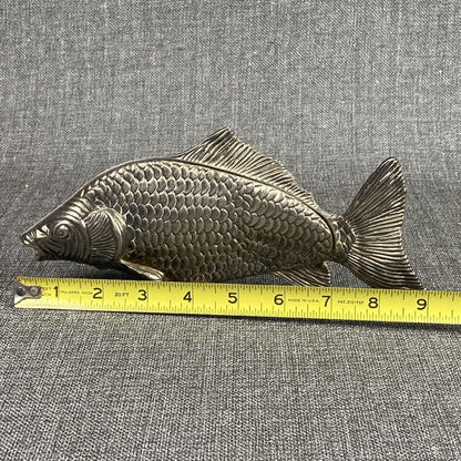 Vintage Silver-Plated Modello Depositato Fish Koi Carp Napkin Letter Holder 9"