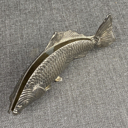 Vintage Silver-Plated Modello Depositato Fish Koi Carp Napkin Letter Holder 9"